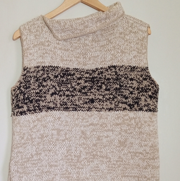 Pure Handknit 100% cotton sleeveless cowl neck sweater women's size M/L - Picture 7 of 9